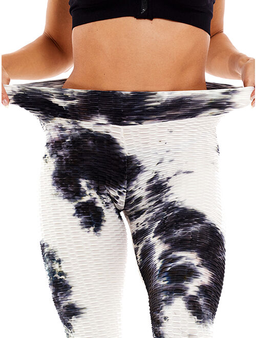 Women's Scrunched Workout Leggings Textured Tie Dye Booty Yoga Pants Ruched Butt Lifting Leggings
