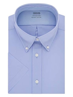 Men's Short Sleeve Dress Shirt Regular Fit Stretch Cool FX Cooling Collar Solid