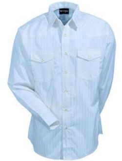 Mens Sport Western Two Pocket Long Sleeve Snap Shirt, Light Blue, 2XL