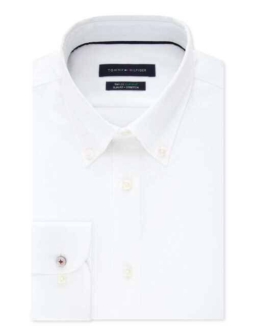 Tommy Hilfiger Men's Slim-Fit TH Flex Non-Iron Supima Stretch White Dress Shirt