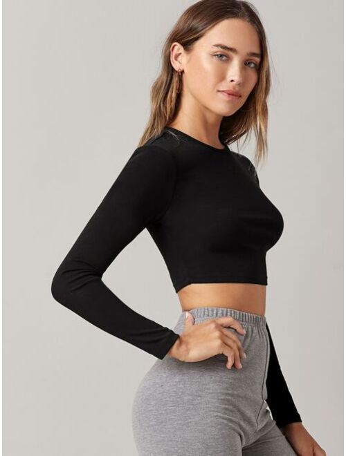 Shein Solid Fitted Crop Top