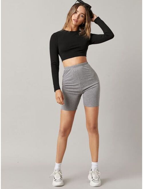 Shein Solid Fitted Crop Top