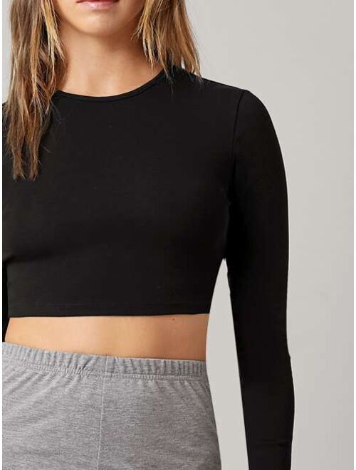 Shein Solid Fitted Crop Top