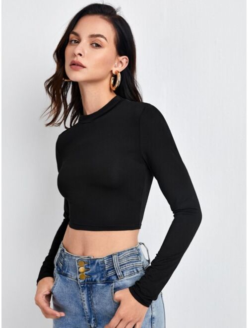 Shein Form-Fitting Mock Neck Crop Top
