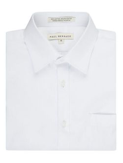 Paul Bernado Boy's 2203 Slim Fit Short Sleeve Pique Design Dress Shirt - White - 8