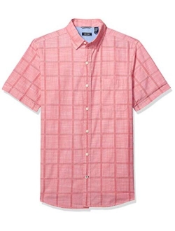 Men's Saltwater Short Sleeve Windowpane Button Down Shirt