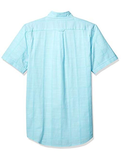 IZOD Men's Saltwater Short Sleeve Windowpane Button Down Shirt