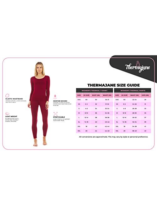 Thermajane Womens Scoop Neck Thermal Underwear Ultra Soft Long Johns Set with Fleece Lined