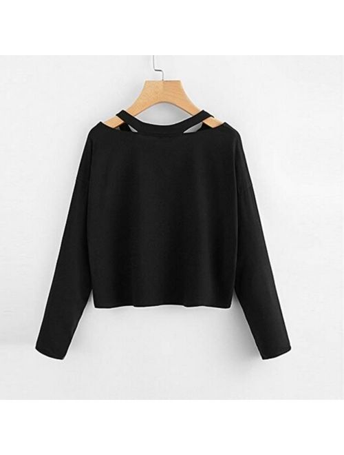 Meihuida Black Hoodie Jumper Sweatshirt Sweater Casual Crop Top Coat Sports Pullover for Lady