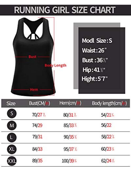 RUNNING GIRL Yoga Tank Tops for Women Built in Bra, Workout Cropped Athletic Shirts Plus Size Activewear