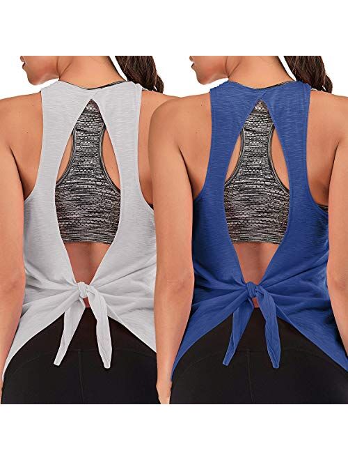 Built in Bra Workout Tank Tops for Women Racerback Yoga Exercise Athletic Shirt Loose Fitting