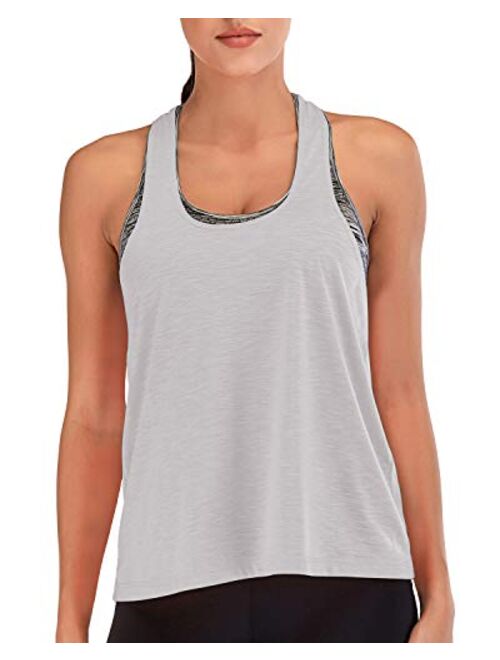 Buy Built in Bra Workout Tank Tops for Women Racerback Yoga Exercise ...