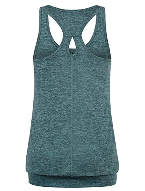 Helloacc Womens Scoop Neck Sleeveless Loose Fit Sport Racerback Workout Tank Top