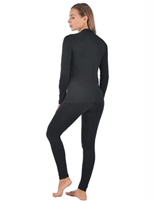 qualidyne Women’s Thermal Underwear Ultra-Soft Base Layer Long Johns Set Winter Sports Top and Bottom Suits 