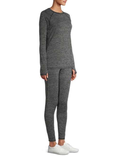 ClimateRight by Cuddl Duds Women's Plush Warmth 2-Piece Long Underwear Top and Legging Thermal Set