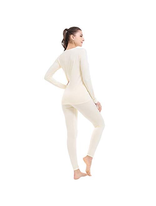 Subuteay Thermal Underwear for Women Long Johns Top & Bottom Fleece Lined Base Layer Leggings Set