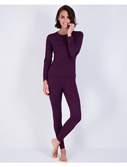 Real Essentials 4 Piece: Womens Thermal Underwear Set - Thermal Underwear for Women Fleece Lined Top & Bottom Long Johns