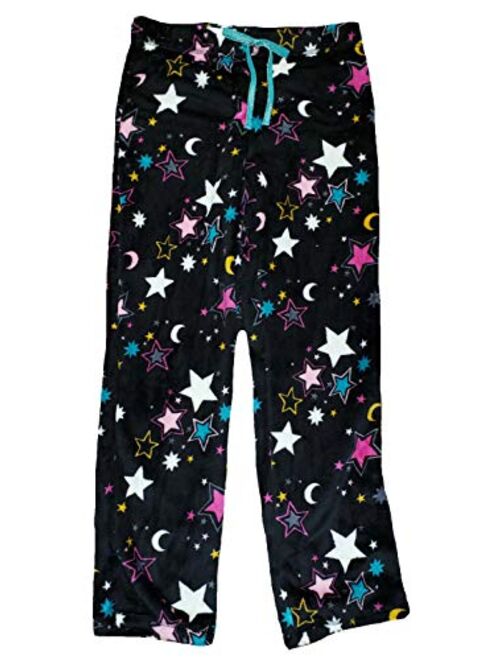 Secret Treasures Stars & Moons Print Black Soot Superminky Fleece Lounge Sleep Pants