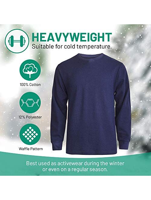 JMR Men's Heavyweight Thermal Long Sleeve Shirt - Soft and Stretchable Cotton Waffle Top Underwear