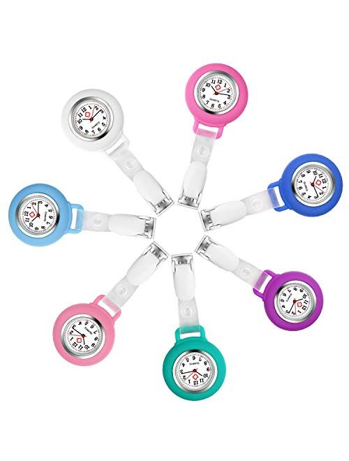 Avaner Nurse Watch Snap Lapel Watch Hanging Fob Watch with Silicone Cover for Nurses Doctors (7 Colors)
