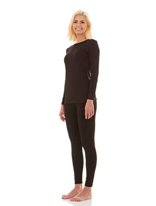 Bodtek Womens Thermal Underwear Set Premium Long John Base Layer Fleece Lined Top and Bottom