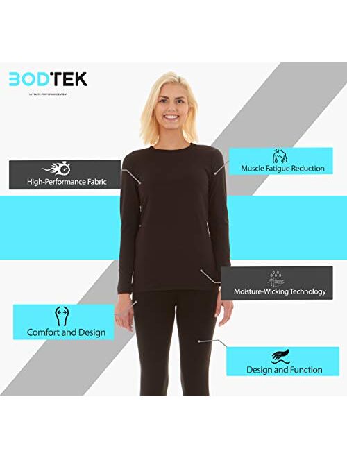 Bodtek Womens Thermal Underwear Set Premium Long John Base Layer Fleece Lined Top and Bottom