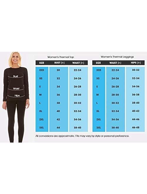 Bodtek Womens Thermal Underwear Set Premium Long John Base Layer Fleece Lined Top and Bottom