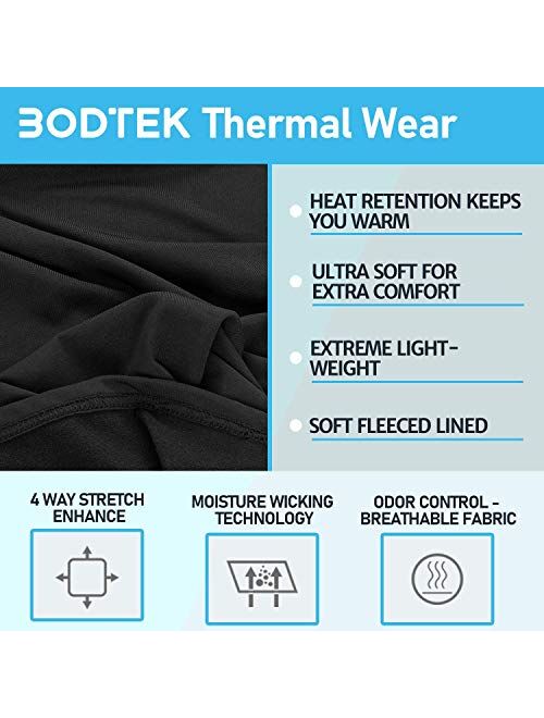 Bodtek Womens Thermal Underwear Set Premium Long John Base Layer Fleece Lined Top and Bottom