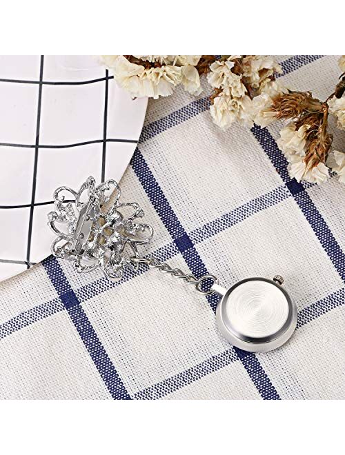 Women's Nurse Watch Fashion Leaves Pattern Pin-on Brooch Hanging Lapel Watch for Nurses Doctors Paramedic Girls Badge Stethoscope Quartz Fob Watch with Arabic Number Mark