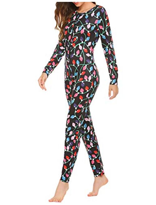 Ekouaer Womens Jumpsuit Onesie Pajamas Halloween Bodysuit One Piece Sleepwear S-XXL