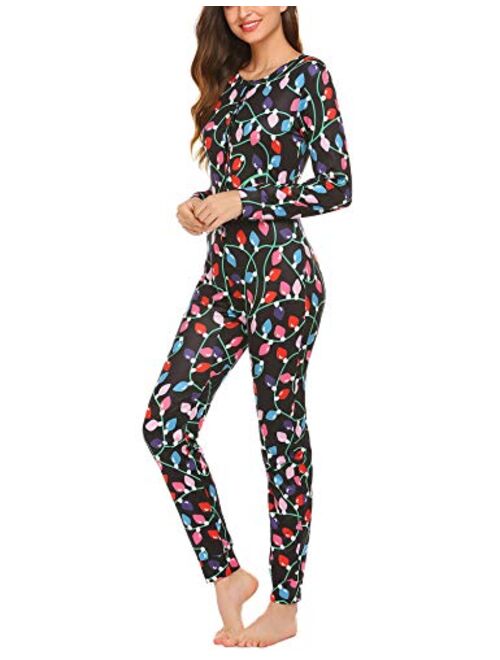 Ekouaer Womens Jumpsuit Onesie Pajamas Halloween Bodysuit One Piece Sleepwear S-XXL