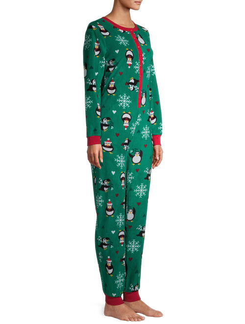 Peace, Love & Dreams Women's Holiday Print Pajama Drop Seat Union Suit