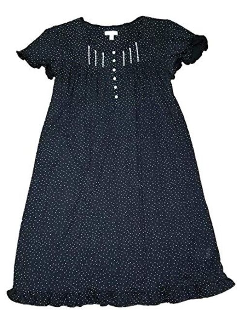 Secret Treasures Black Soot Dot Short Sleeve Gown Nightgown