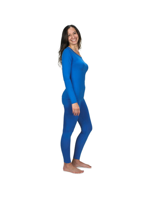 Women's Ultra Soft Thermal Underwear Long Johns Set with Fleece Lined (Blue Mideum)