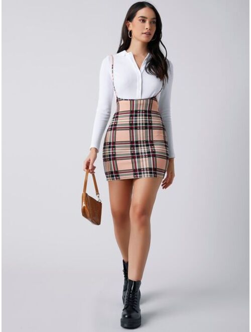 Shein Plaid Suspender Dress Without Tee