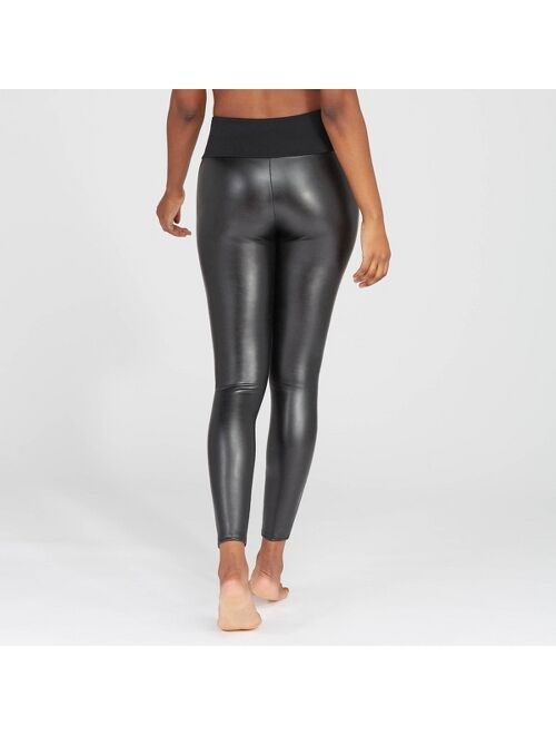 ASSETS by SPANX Women's All Over Faux Leather High Waist Tummy Control Leggings