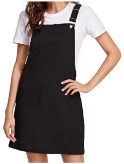 Hooever Women's Corduroy A-line Strappy Pinafore Bib Overall Dress
