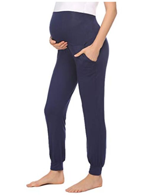 Ekouaer Maternity Leggings Pregnant Women Tights Activewear Pants Stretch Nursing Clothes