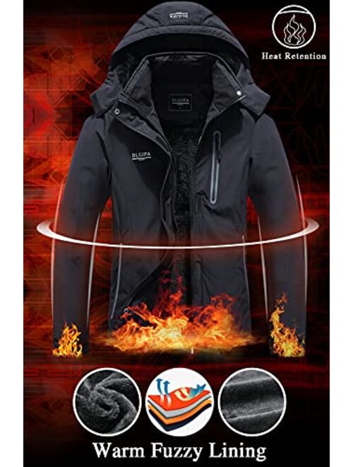 DLGJPA Women's Mountain Waterproof Ski Jacket Hooded Windbreakers Windproof Raincoat Winter Warm Snow Coat