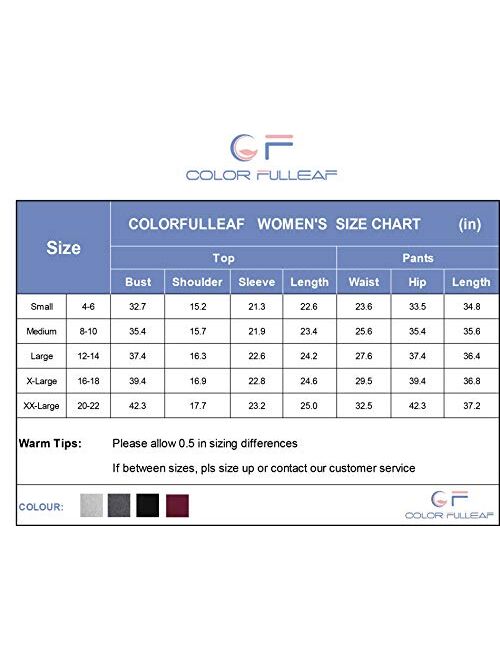 COLORFULLEAF Women's Thermal Underwear Set Cotton Long Johns Base Layer Top & Bottom Pajama