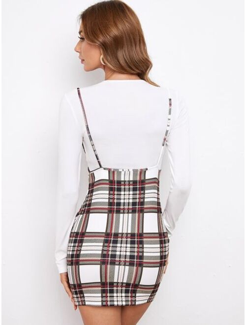 Shein Plaid Suspender Dress Without Tee