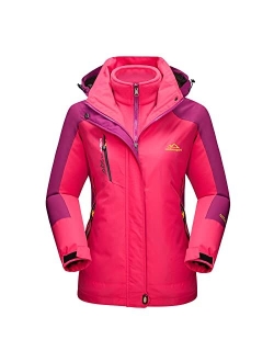 Women's Winter Coats 3-IN-1 Snow Ski Jacket Water Resistant Windproof Fleece Winter Jacket Parka