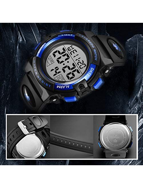 Kids Watch,Boys Watch for 6-15 Year Old Boys,Digital Sport Outdoor Multifunctional Chronograph LED 50 M Waterproof Alarm Calendar Analog Watch for Children with Silicone 