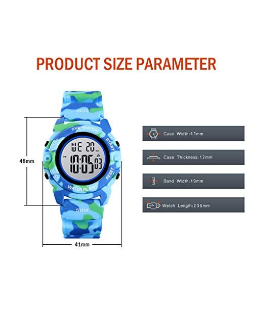 Kids Digital Sports Watch Ultra Thin and Comfortable Child Wrist Watches for Boys Girls with Waterproof Stopwatch Alarm LED Screen