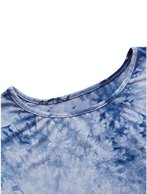 SweatyRocks Women's Tie Dye Letter Print Crop Top T Shirt