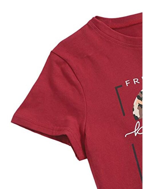 SweatyRocks Women's Cute Graphic T-Shirts Crewneck Short Sleeve Casual Gesture Print Tee Tops