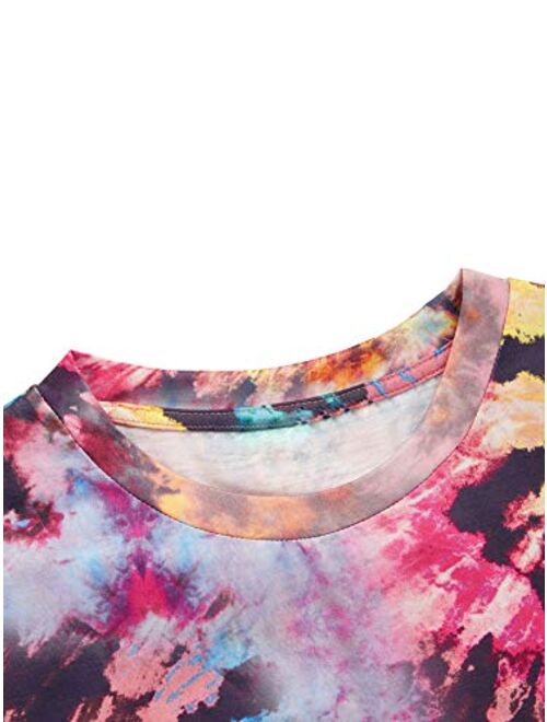 SweatyRocks Women's Short Sleeve Tie Dye T-Shirt Casual Tee Tops