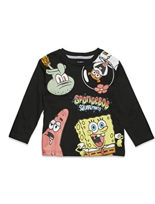 YOILLY Spongebob Time Passing Junior Long Sleeve T-Shirt Boys Long Sleeve Round Neck Graphic Tees Black 
