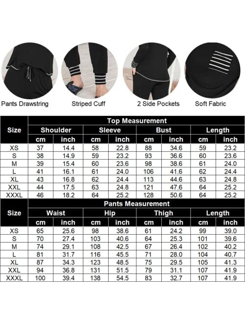 Ekouaer Pajamas Womens Long Sleeve Sleepwear with Long Pants Soft Loungewear Pj Set S-XXL