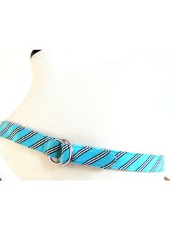 Women's Belts Designer Tommy Hilfiger Fabric Multi Color Striped Ring Closure